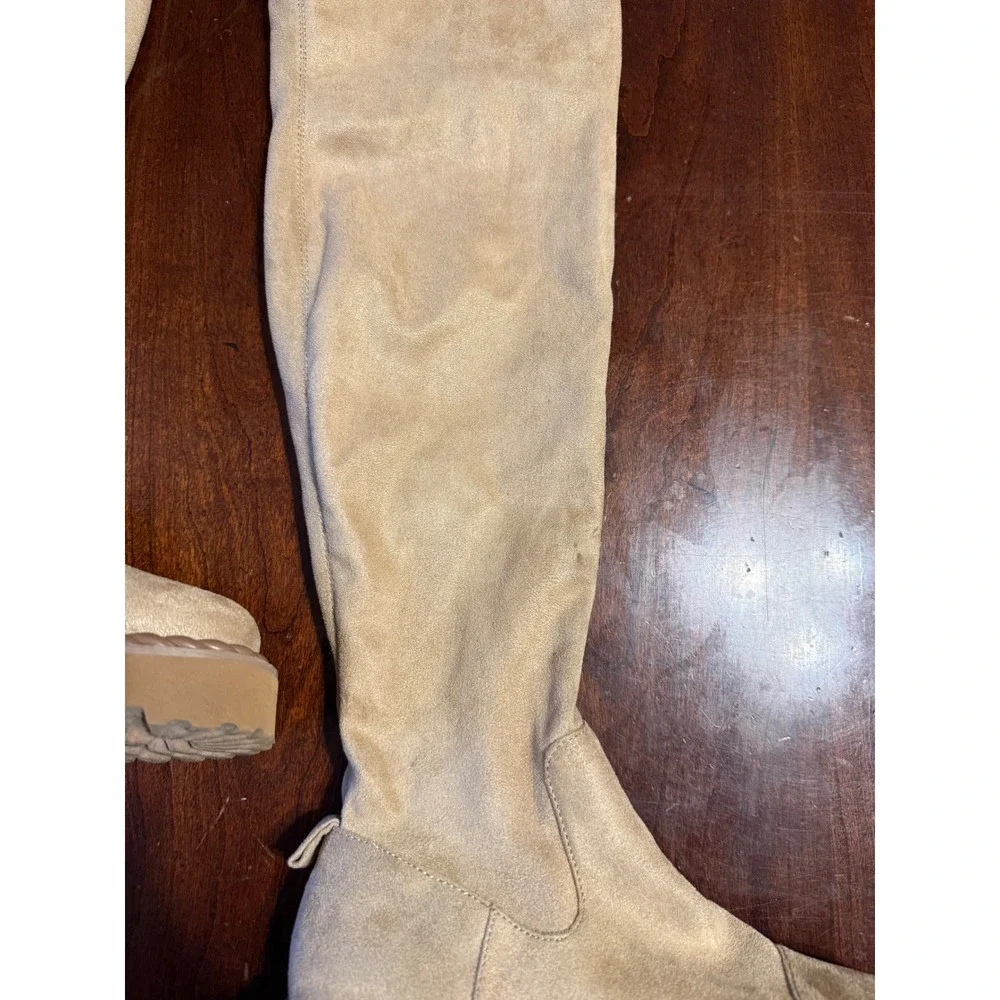 Vince Camuto Melleya Tan Faux Suede Over The Knee Lug Sole Boots VC-MELLEYA 7M